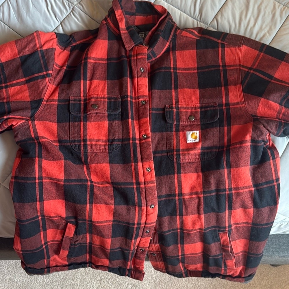 Red and Black Plaid Sherpa Jacket